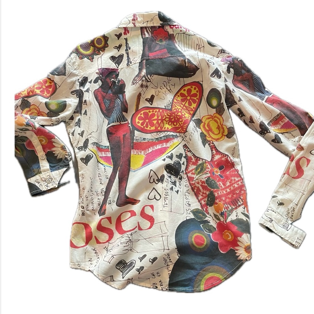 Desigual Women’s Artistic Multi -Colored Cotton Button Shirt M - Picture 2 of 13